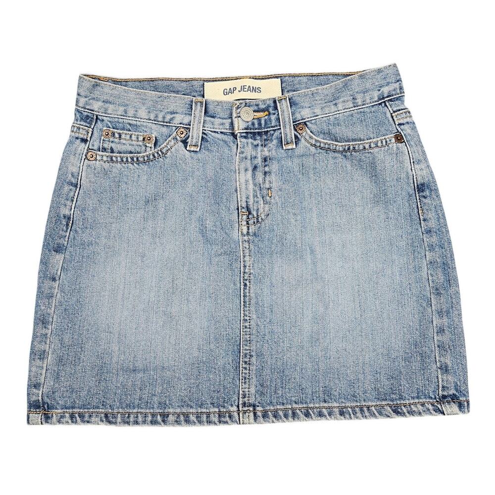 GAP WOMEN'S VINTAGE JEANS DENIM MINI SKIRT – SIZE 12 – LIGHT BLUE WASH – CASUAL